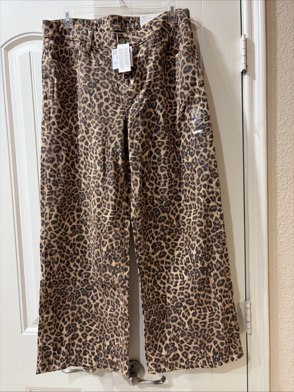 American Eagle Outfitters Leopard Print Wide Leg Jeans - Brown/Black